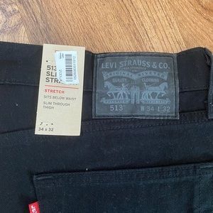 New! Black Levi’s 513 Slim Straight Jeans